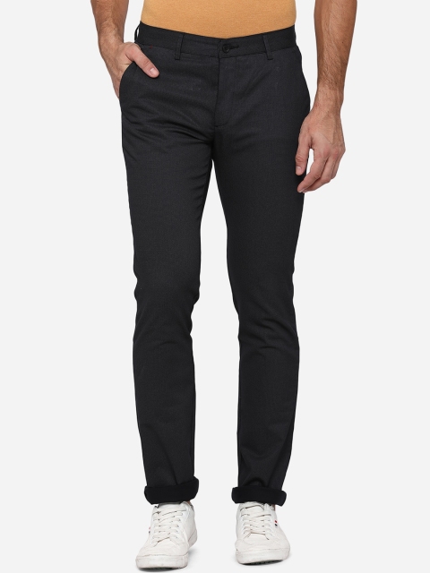 

Greenfibre Men Black Checked Slim Fit Chinos Trousers