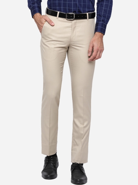 

Greenfibre Men Beige Slim Fit Formal Trousers