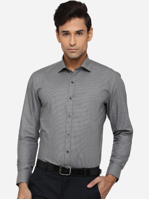 

Greenfibre Men Grey Micro Checks Opaque Formal Shirt