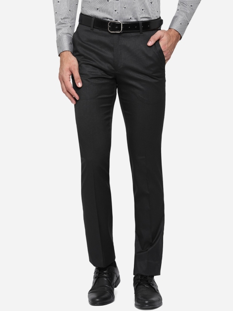 

Greenfibre Men Charcoal Grey Slim Fit Formal Trousers