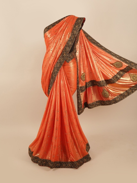

Pothys Orange & Black Ethnic Motifs Saree