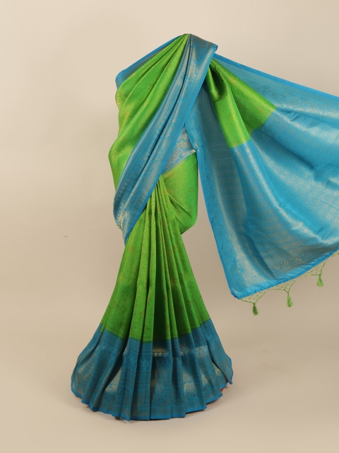 

Pothys Green & Blue Woven Design Zari Silk Blend Saree