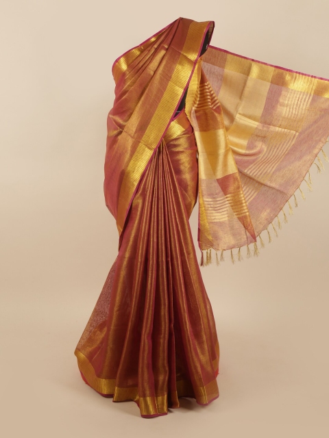 

Pothys Women Rust Woven Design Linen Blend Saree