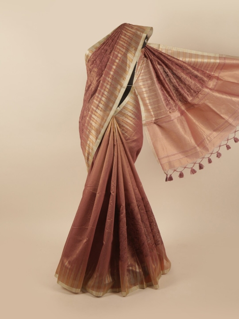 

Pothys Brown & Beige Tissue Saree