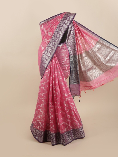 

Pothys Pink & Grey Ethnic Motifs Saree