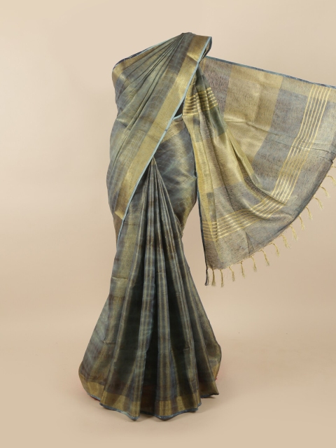 

Pothys Grey & Gold-Toned Zari Linen Blend Saree
