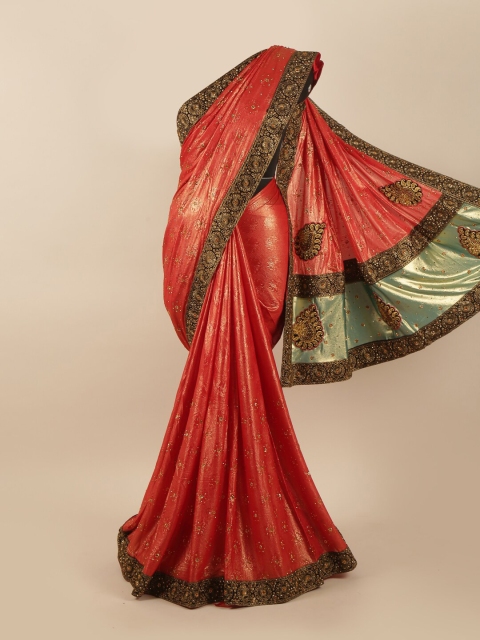 

Pothys Red & Black Ethnic Motifs Beads and Stones Saree