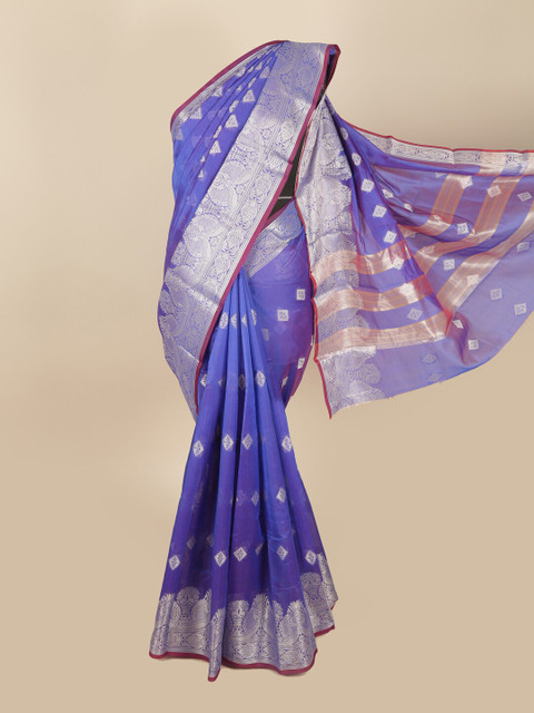 

Pothys Violet & Blue Woven Design Zari Saree