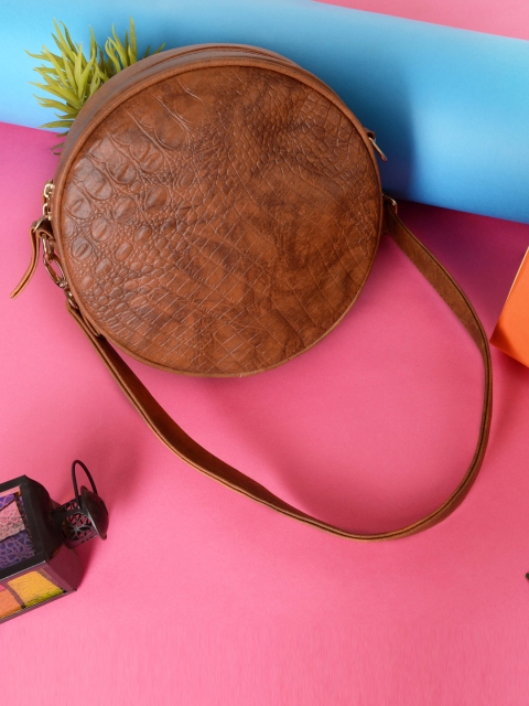 

Vivinkaa Tan Brown Structured Sling Bag
