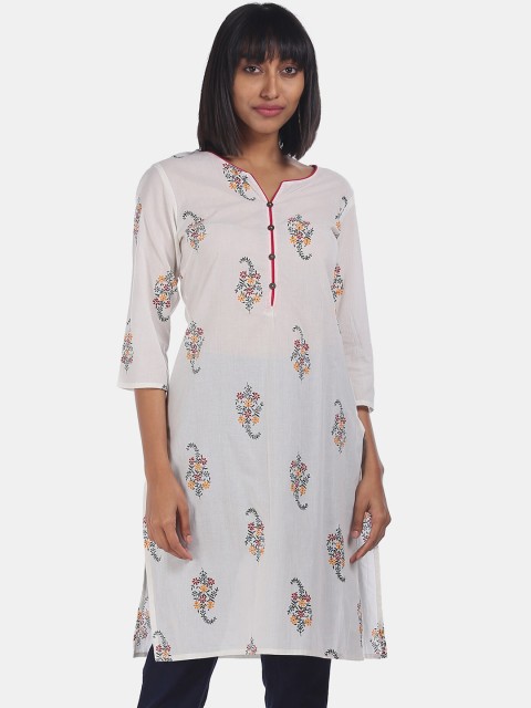 

Karigari Women White Floral Print Kurta