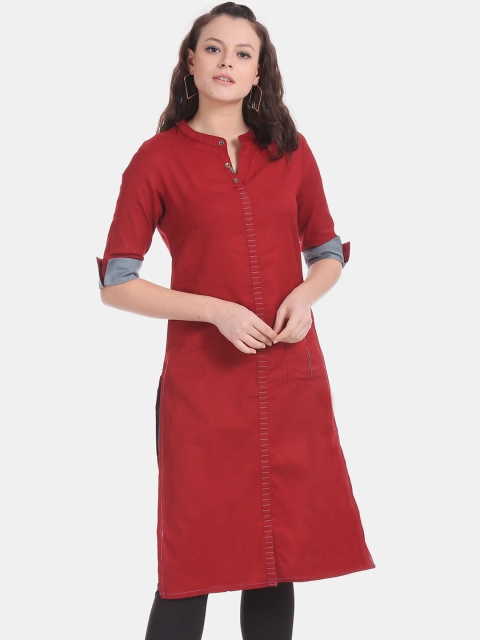 

Karigari Women Red Solid Kurta