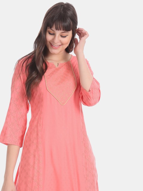 

Karigari Women Pink Ethnic Print Kurta