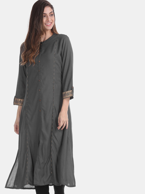 

Karigari Women Grey Thread Work Kurta