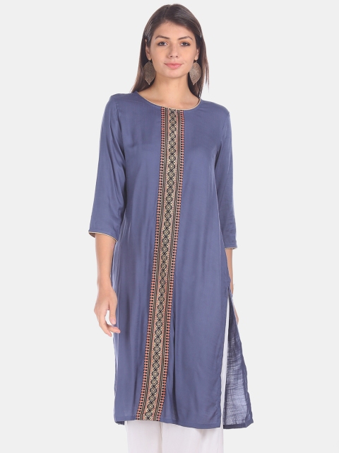 

Karigari Women Blue Geometric Printed Kurta