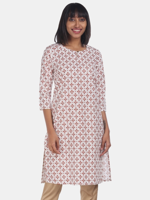 

Karigari Women White Ethnic Motifs Printed Kurta