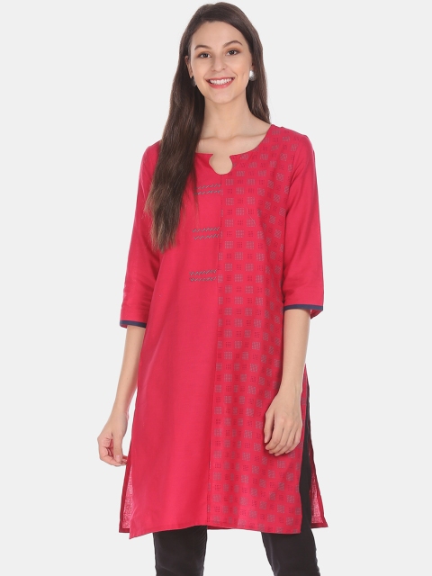 

Karigari Women Pink Geometric Print Kurta
