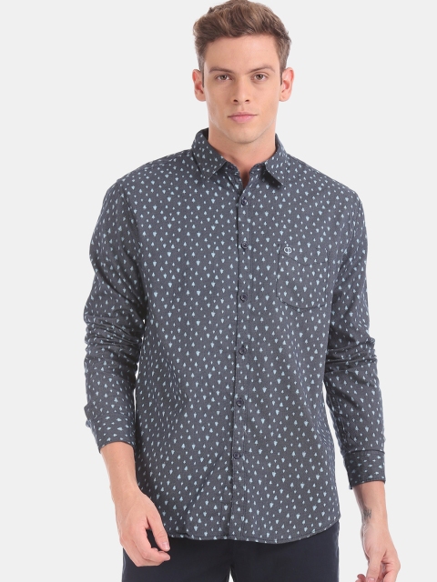 

Ruggers Men Blue Opaque Printed Casual Shirt