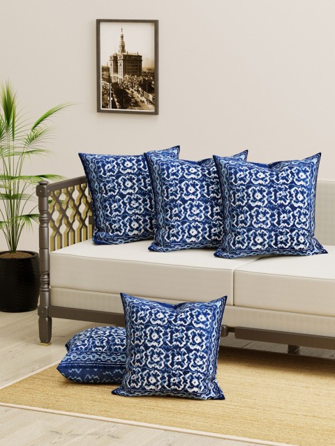 

Gulaab Jaipur Blue & White Set of 5 Ethnic Motifs Square Cushion Covers