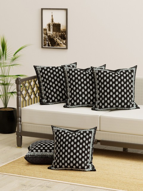 

Gulaab Jaipur Set of 5 Blue & White Cotton Ethnic Motifs Square Cushion Covers