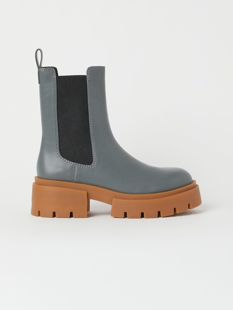 

H&M Women Grey Platform Chelsea Boots