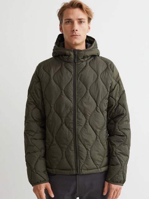 

H&M Men Olive Green Lightweight Quilted Jacket