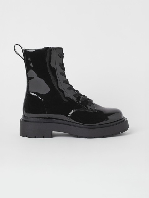 

H&M Women Black PU Mid-Top Boots