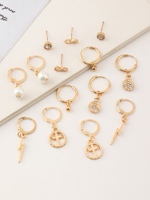

URBANIC Set of 7 Gold-Toned Earrings