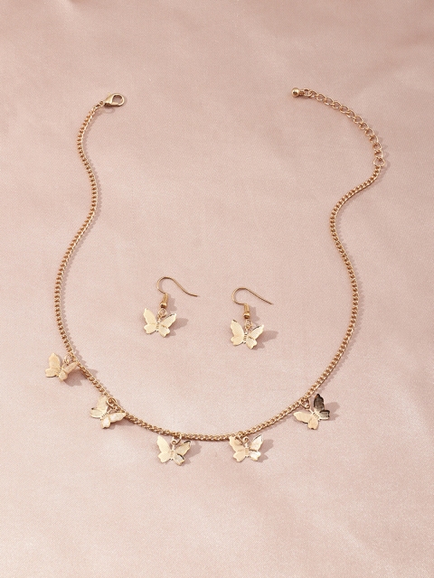 

URBANIC Women Gold-Toned Butterfly Shaped Jewellery Set