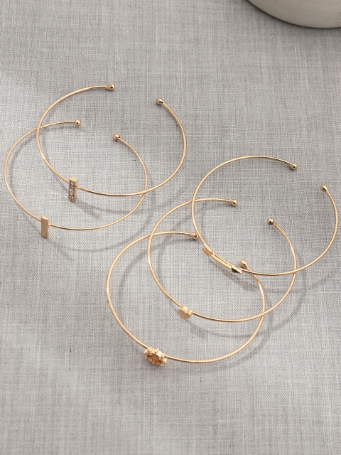 

URBANIC Women Set of 5 Gold-Toned Cuff Bracelets