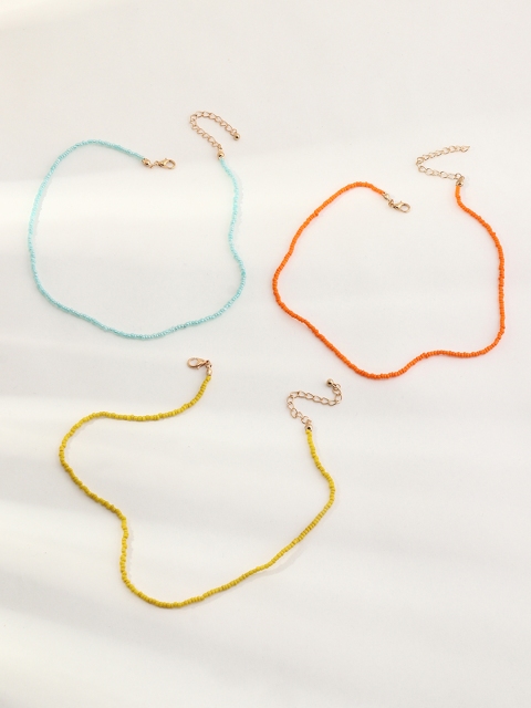 

URBANIC Set of 3 Coloured Beaded Necklaces, Orange
