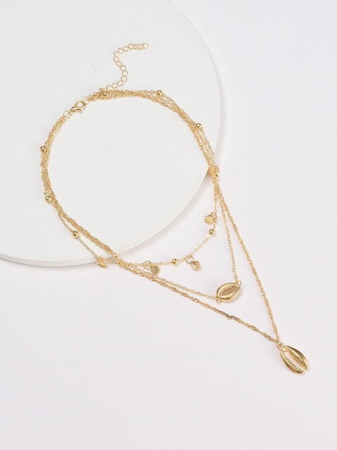 

URBANIC Gold-Toned Cowry Detail Layered Necklace