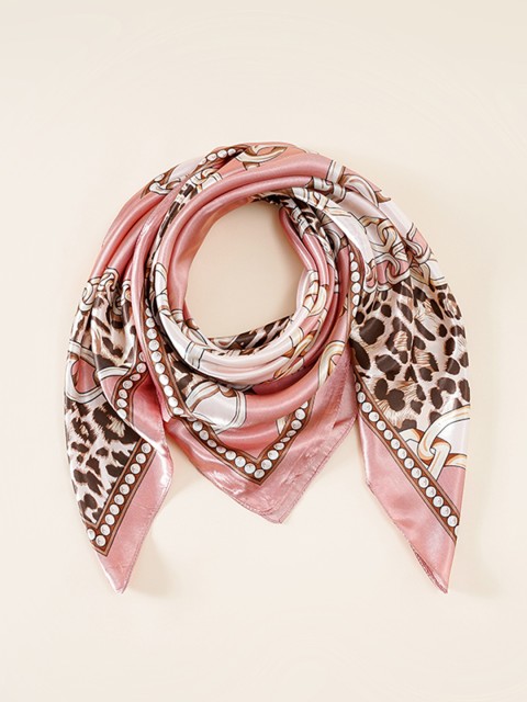 

URBANIC Women Pink & Brown Abstract Printed Scarf