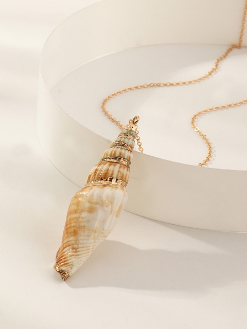 

URBANIC Gold-Toned & Off White Necklace with Shell Pendant
