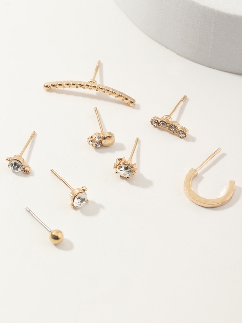 

URBANIC Set of 8 Gold-Toned Mismatch Studs