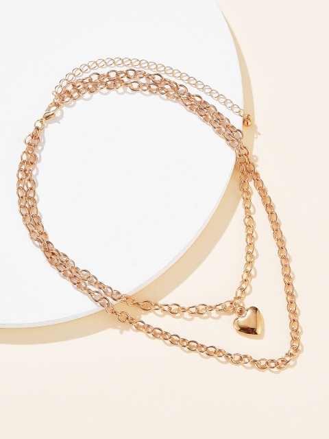 

URBANIC Gold-Toned Multilayered Necklace with Heart Pendant