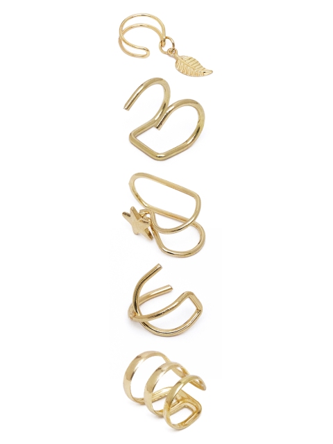 

URBANIC Set of 5 Gold-Toned Circular Ear Cuff Earrings