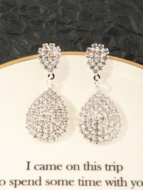 

URBANIC Women Silver-Toned Teardrop Shaped Drop Earrings