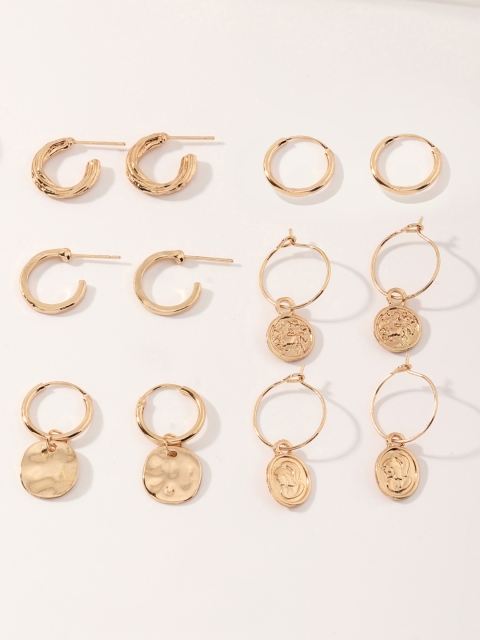 

URBANIC Set of 6 Gold-Toned Earrings