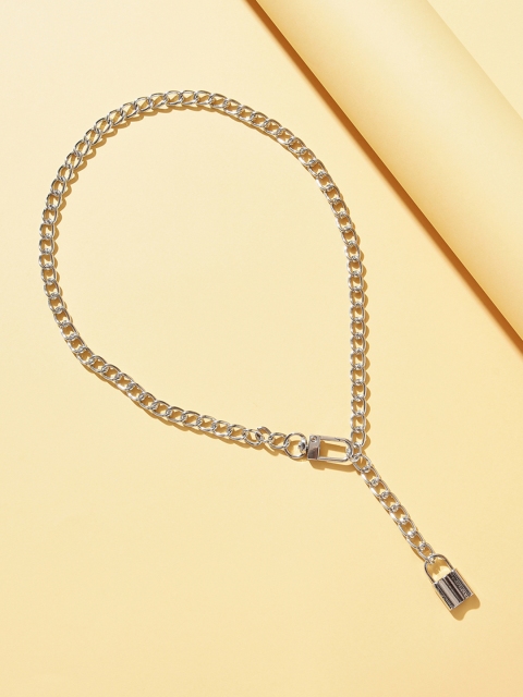 

URBANIC Silver-Toned Lock Design Necklace
