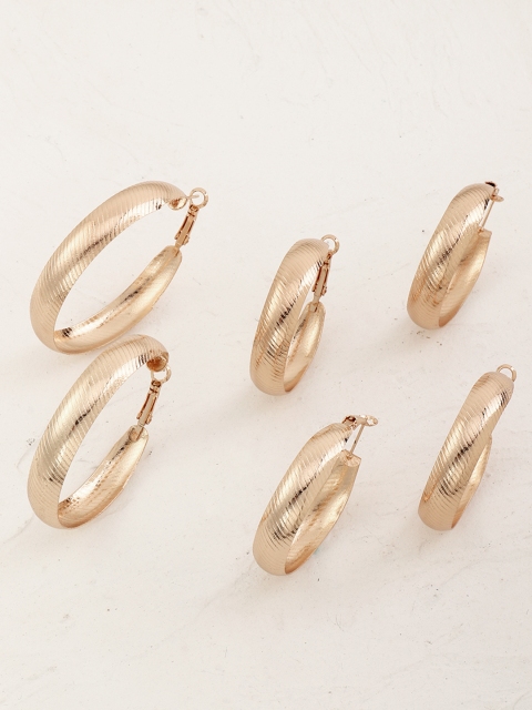 

URBANIC Women Set of 3 Rose Gold Circular Hoop Earrings