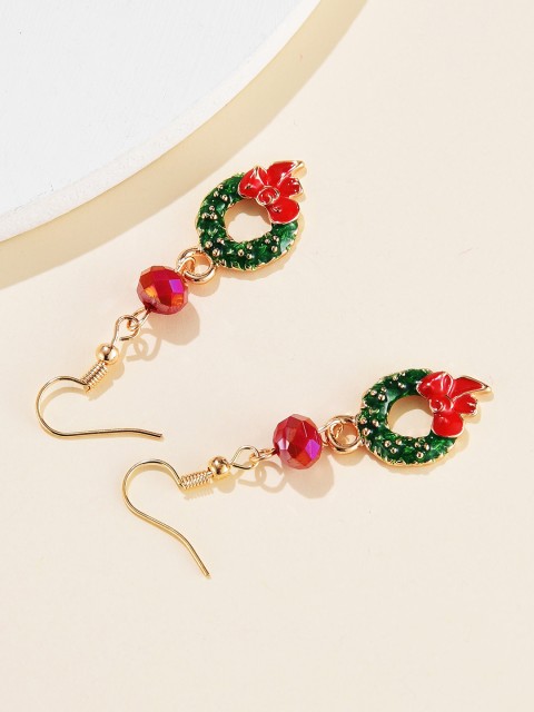 

URBANIC Gold-Toned & Pink Beaded Contemporary Drop Earrings