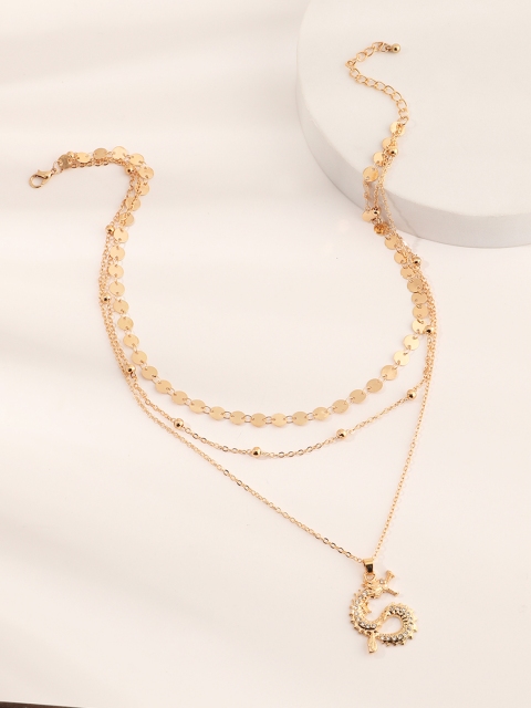 

URBANIC Gold-Toned Multilayered Necklace with a Pendant