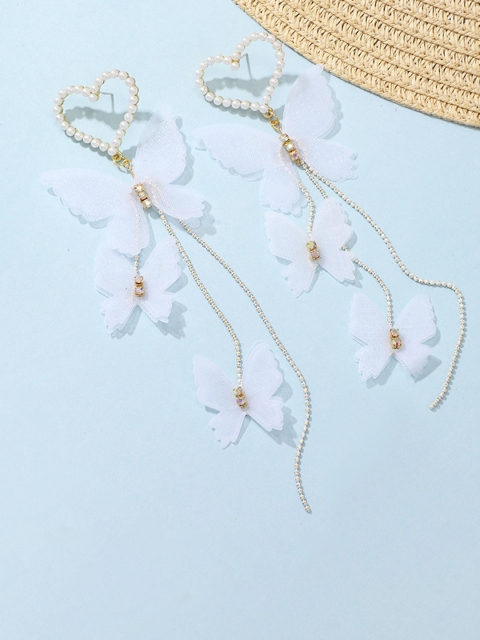 

URBANIC Women White Insect Imitation Contemporary Drop Earrings