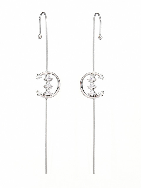 

URBANIC Women Silver-Toned Geometric Drop Earrings