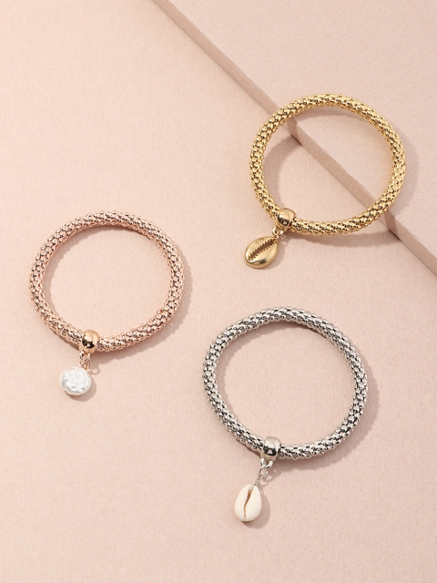 

URBANIC Women Set of 3 Gold-Toned, Silver-Toned & Rose Gold-Toned Charm Bracelets