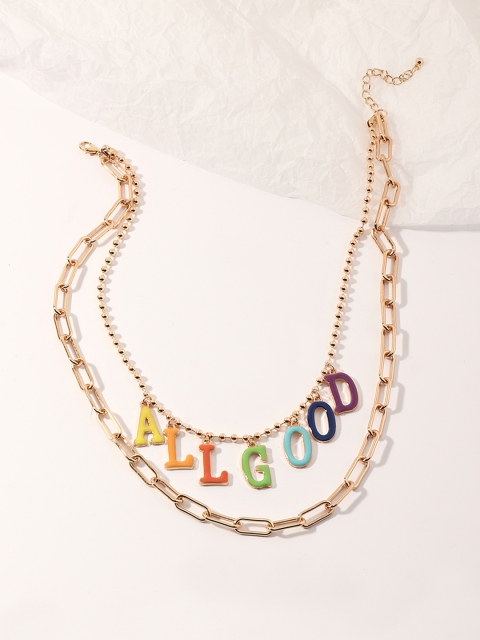 

URBANIC Gold-Toned Alphabet Imitation Layered Necklace
