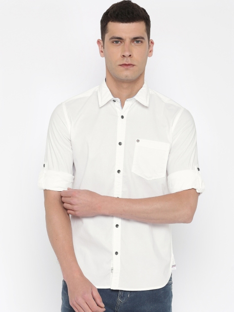 

Lee Cooper Men White Solid Casual Shirt