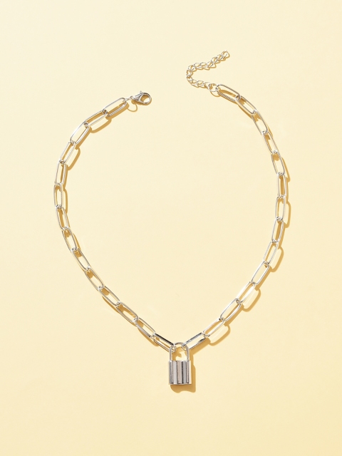 

URBANIC Women Silver-Toned Lock Pendant Chain