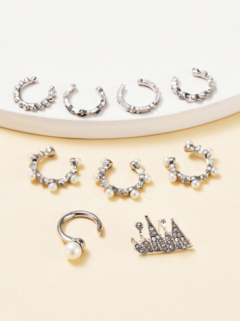 

URBANIC Set of 9 Silver-Toned Earrings