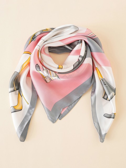 

URBANIC Women Pink & Grey Printed Scarf